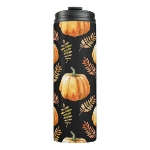 Termo Patrón transparente de acuarela con calabaza