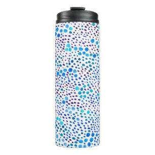 Termo Patrón transparente de acuarela con manchas azules