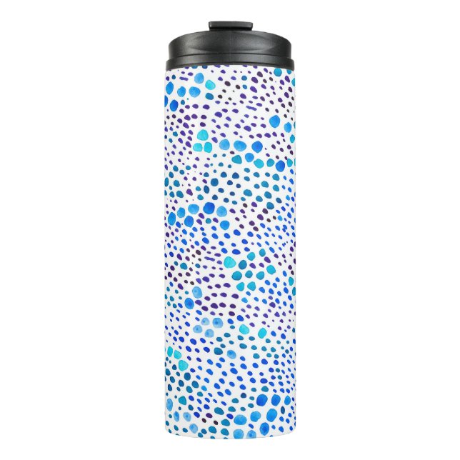 Termo Patrón transparente de acuarela con manchas azules (Anverso)