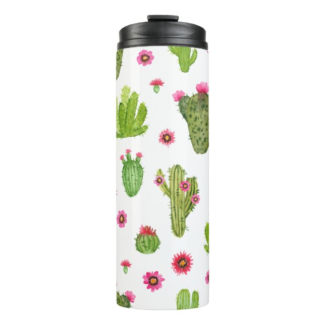 Termo Patrón transparente de cactus pintados a mano con  (Anverso)