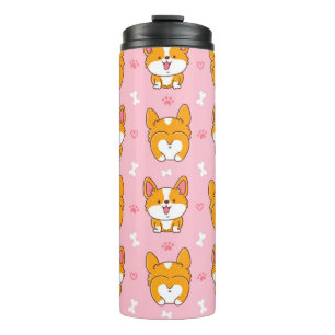 Termo Patrón transparente de corgi feliz