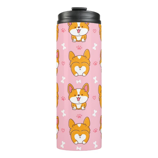 Termo Patrón transparente de corgi feliz (Anverso)