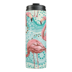 Termo Patrón transparente de flamencos rosados