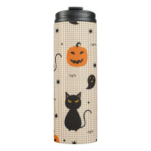 Termo Patrón transparente de Halloween con gato negro y 