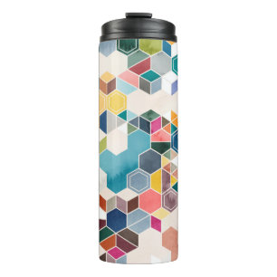 Termo Patrón transparente de hexágonos en colores alea