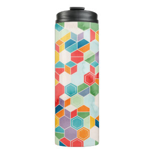 Termo Patrón transparente de hexágonos en colores aleato