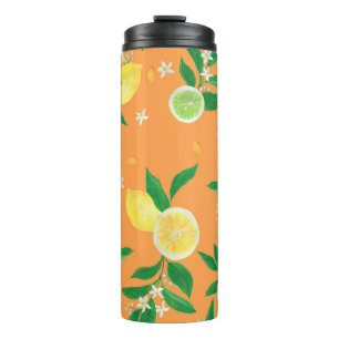 Termo Patrón transparente de pintura acuarela con cítric