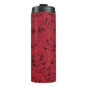 Termo patrón transparente de rosas rojas rojas
