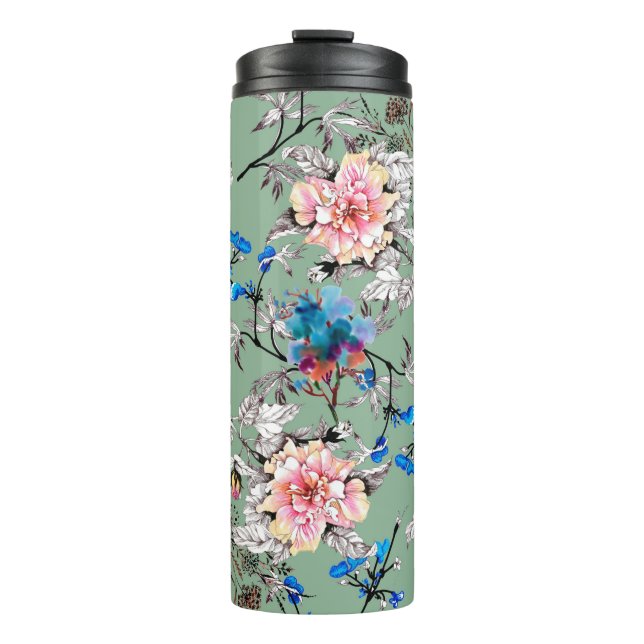 Termo Patrón transparente dibujado a mano de acuarela co (Anverso)