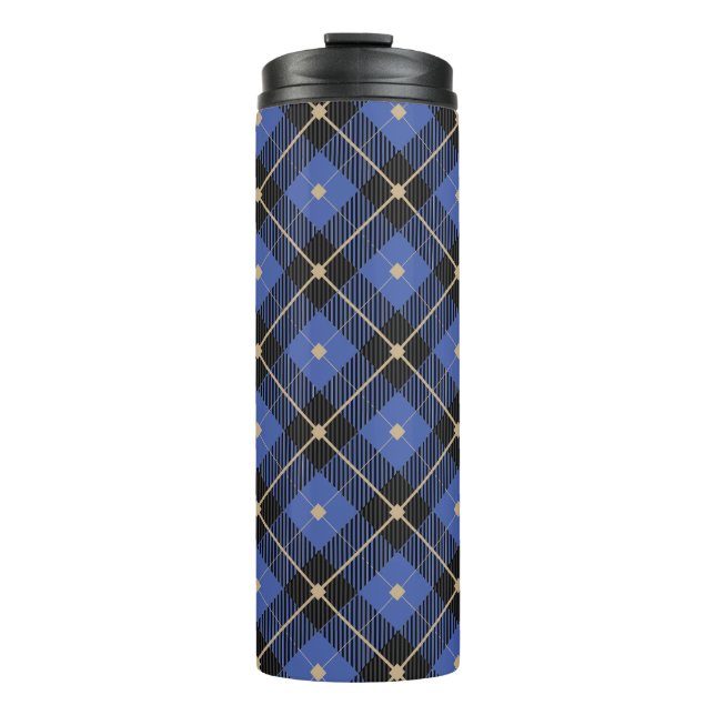 Termo Patrón trendy de plástico azul negro (Anverso)