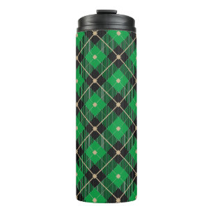 Termo Patrón trendy de plástico verde negro