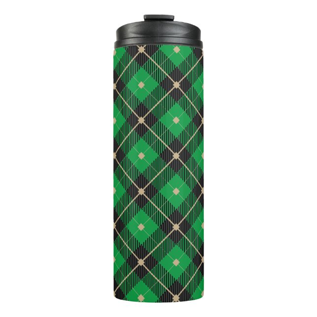 Termo Patrón trendy de plástico verde negro (Anverso)