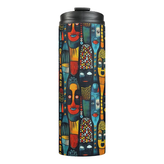 Termo Patrón tribal africano con ídolos. (Anverso)
