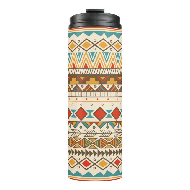 Termo Patrón tribal azteca en rayas, ilustraciones vinta (Anverso)