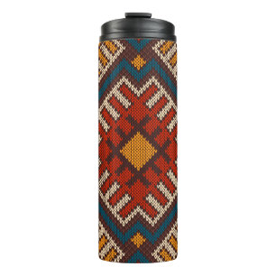 Termo Patrón tribal azteca sin soldadura de punto de lan