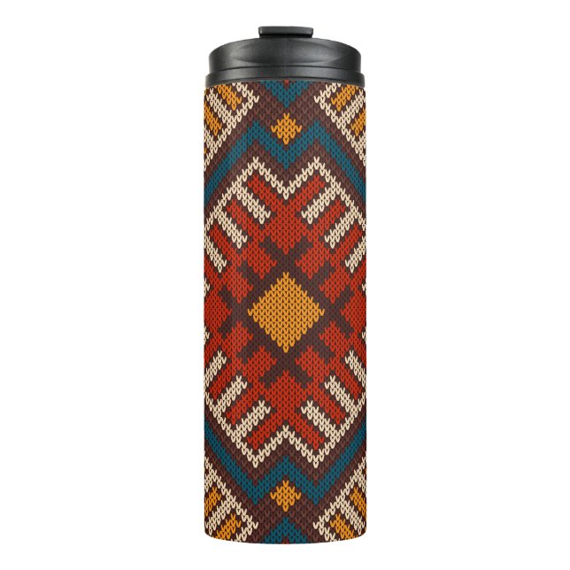 Termo Patrón tribal azteca sin soldadura de punto de lan (Anverso)