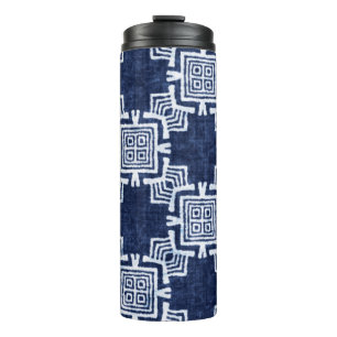 Termo Patrón tribal de color denim sin fisuras