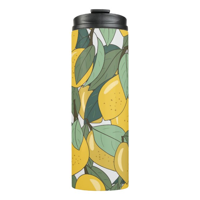 Termo Patrón tropical con lémones amarillos. (Anverso)