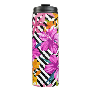 Termo Patrón tropical floral sin soldadura. Hibiscus y p