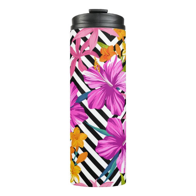Termo Patrón tropical floral sin soldadura. Hibiscus y p (Anverso)