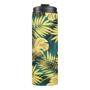 Termo patrón tropical inmaculado con hojas de palma