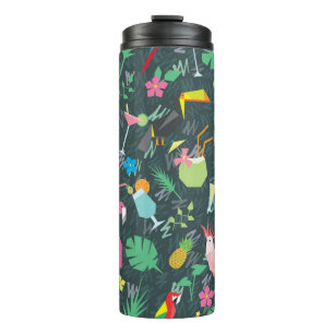 Termo Patrón tropical sin foco con aves y bebidas 1