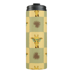 Termo Patrón tropical sin foco con jirafa y palmera