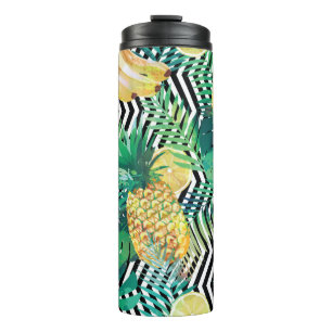 Termo Patrón tropical sin foco con palma de limones de p