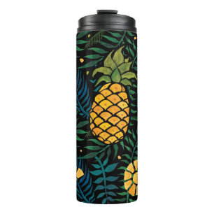Termo Patrón tropical sin foco con piñas y palmeras