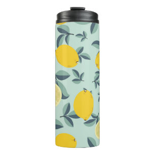 Termo Patrón tropical sin soldadura con limones amarillo