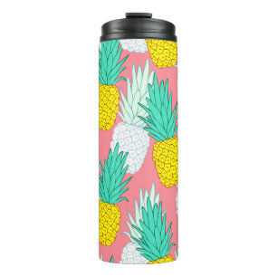 Termo Patrón tropical sin soldadura con piñas exóticas.