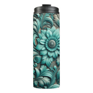 Termo Patrón Turquoise Floral con herramienta Turquesa V