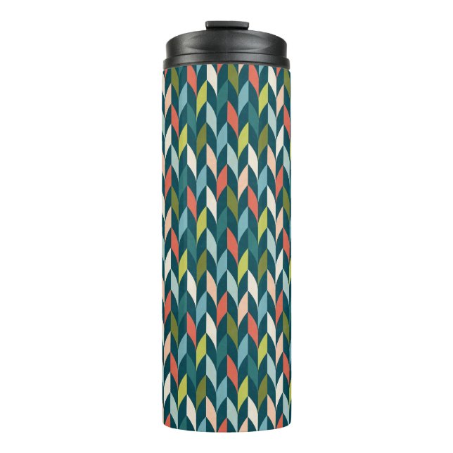 Termo Patrón Verde azulado y coral moderno de mediados d (Anverso)