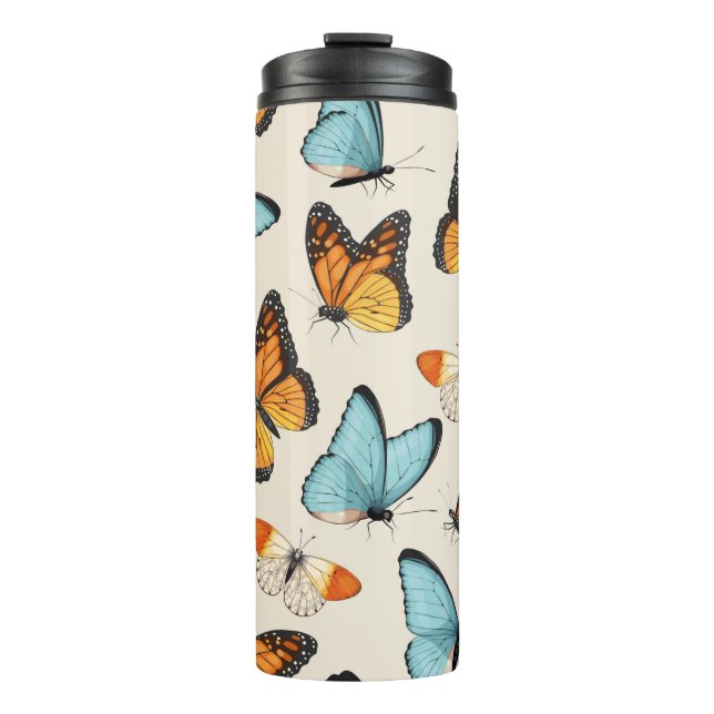 Termo patrón vintage con mariposa tropical altamente det (Anverso)