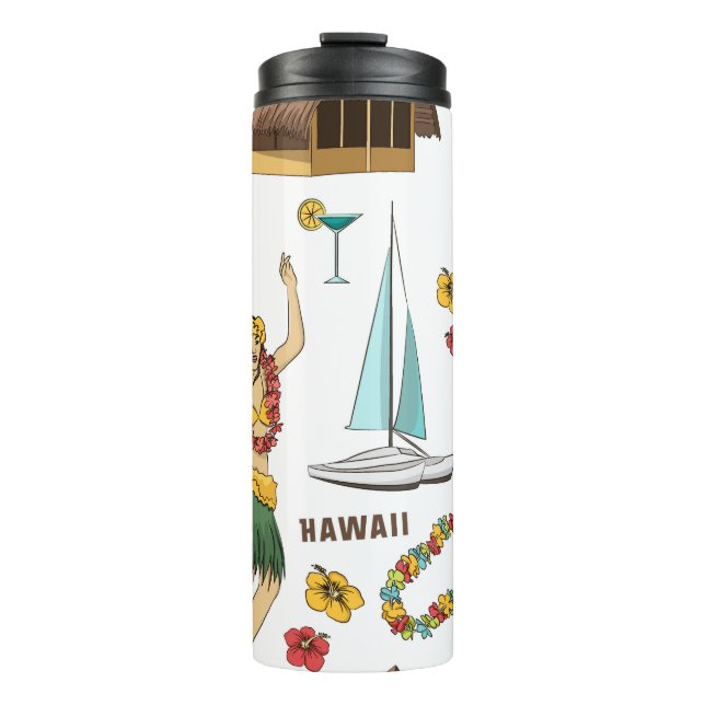 Termo  Patrón vintage de iconos y símbolos hawaianos (Anverso)