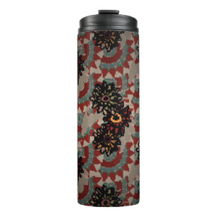 Termo Patrón vintage floral sin costuras. Rojo, beige y 