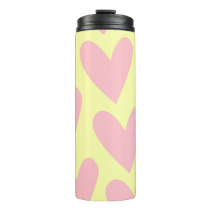 Termo Patrón Y2K amarillo rosado lindo simple del corazó