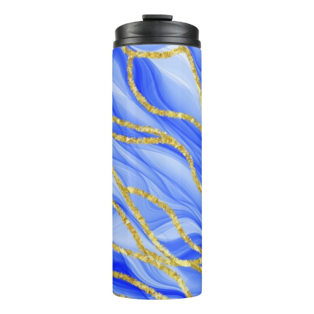 TERMO PATRONES DE ONDA AZUL Y ORO AGATE (Anverso)