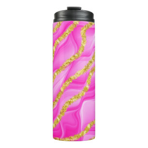TERMO PATRONES DE ONDAS DE AGATA ROSA Y DORADA