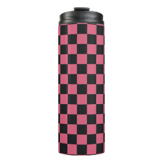 Termo Patrones rosa y negro tablero de ajedrez check che