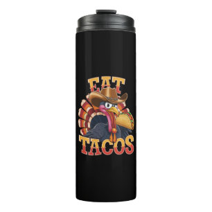 Termo Pavo de Acción de Gracias Come Tacos  Mexicano Div