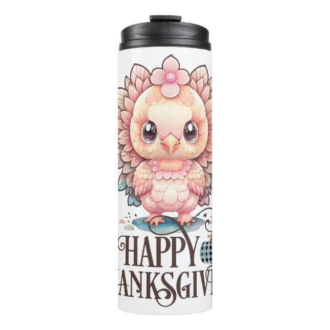 Termo Pavo de Acción de Gracias lindo (Anverso)