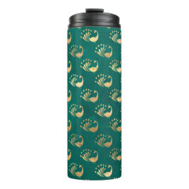 Termo Pavo real vintage grunge azul turquesa y dorado