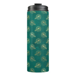 Termo Pavo real vintage grunge azul turquesa y dorado