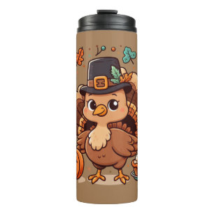 Termo Pavo y calabaza Personalizado lindo Día de Acción