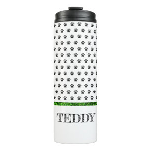 Termo Paw Print MASCOTA NOMBRE Grass Dog Cat Sitter Dive