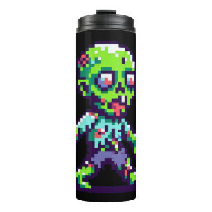 Termo Payaso zombie divertido de 8 bits Halloween