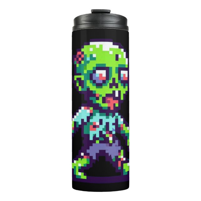 Termo Payaso zombie divertido de 8 bits Halloween (Anverso)
