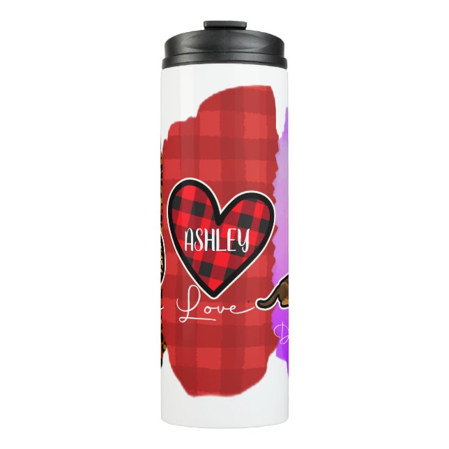 Termo Paz Amor Dachshund Personalizado con Mensaje (Anverso)