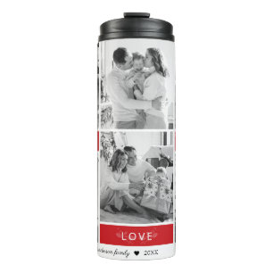 Termo Peace Joy Love Red 6 Collage de fotos Script Holid